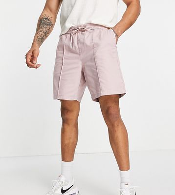 New Look relaxed fit pull on shorts with pintuck in mid pink