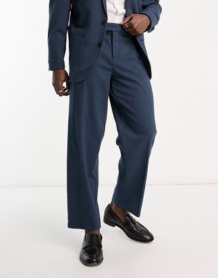 New Look relaxed fit suit pants in dark blue
