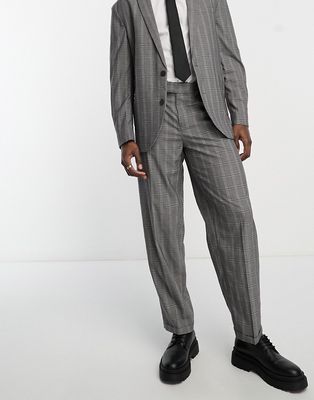 New Look relaxed suit pants in gray heritage check