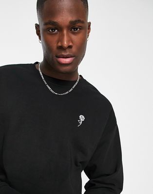 New Look rose embroidered sweatshirt in black