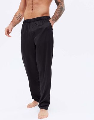 New Look satin pajama bottoms in black