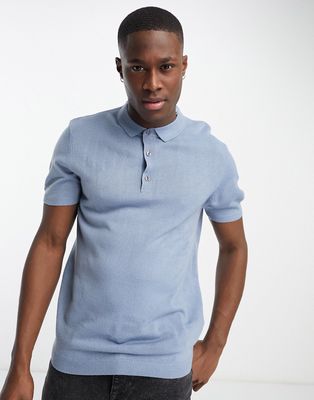 New Look short sleeve polo in blue