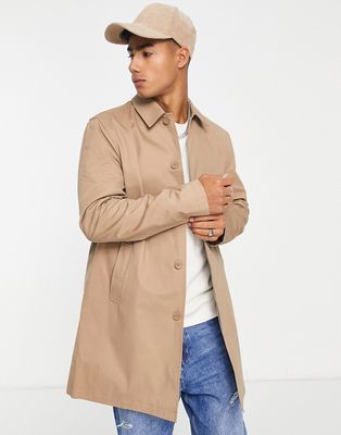 New Look shower resistant trench coat in camel-Brown
