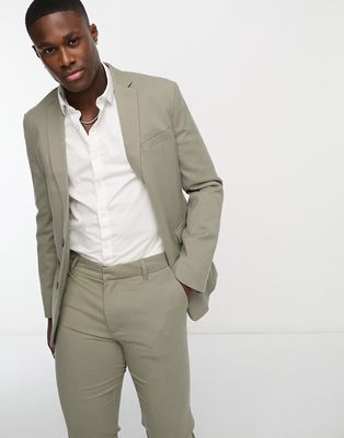 New Look single breasted skinny suit jacket in sage-Green