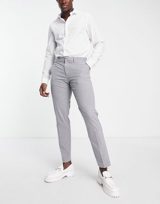 New Look skinny pinstripe smart pants in gray-Navy