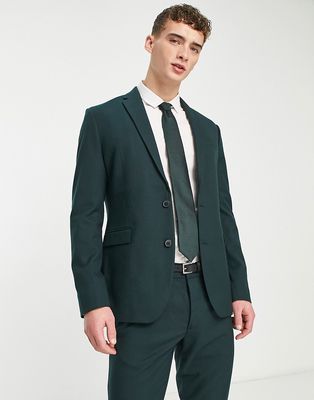 New Look skinny suit jacket in dark green