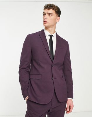 New Look skinny suit jacket in dark plum-Purple