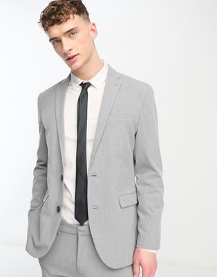 New Look Slim Suit Jacket In Gray
