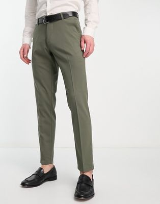 New Look slim suit pants in dark khaki-Green