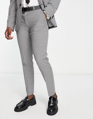 New Look slim suit pants in houndstooth pattern-Black