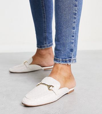 New Look slip-on loafers with buckle detail in white