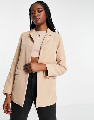 New Look slouchy suit blazer in stone-Pink