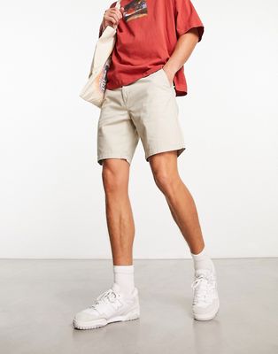 New Look straight chino shorts in stone-Neutral