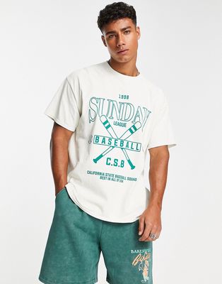New Look Sunday baseball t-shirt in white