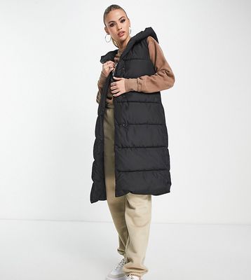 New Look Tall belted hooded vest in black
