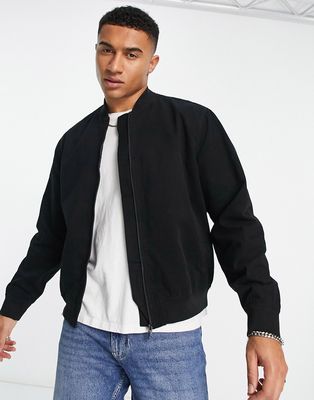 New Look twill bomber jacket in black