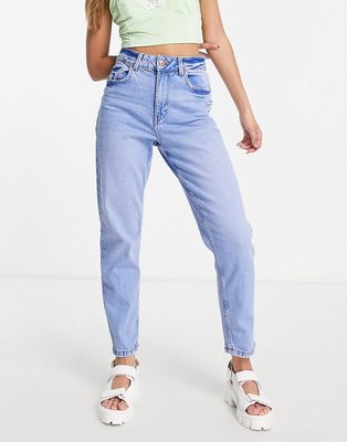 New Look waist enhance mom jeans in medium wash blue