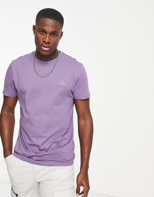 New Look wave embroidered T-shirt in purple