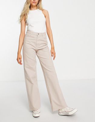 New Look wide leg jeans in stone-Neutral