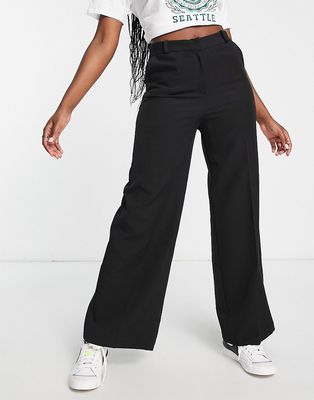 New Look wide leg tailored pants in black
