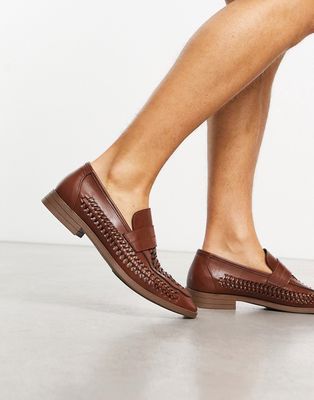New Look woven loafers in dark brown