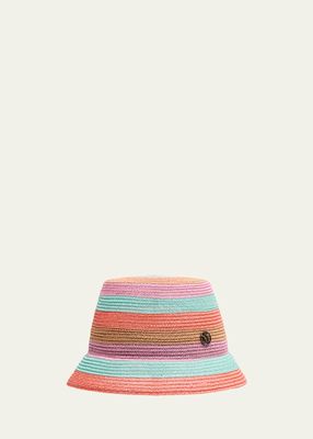 New Souna Striped Hemp Straw Bucket Hat