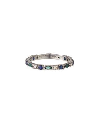 New World Tourmaline, Diamond & Sapphire Stack Band, Size 6.5