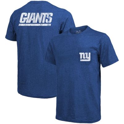 New York Giants Majestic Threads Tri-Blend Pocket T-Shirt - Heathered Royal