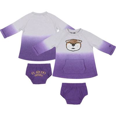 Newborn & Infant Colosseum Gray/Purple LSU Tigers Hand in Hand Ombre Dress & Bloomers Set