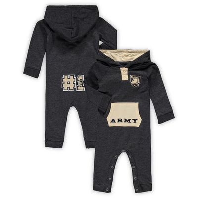 Newborn & Infant Colosseum Heathered Black Army Black Knights Henry Pocketed Hoodie Romper in Heather Black