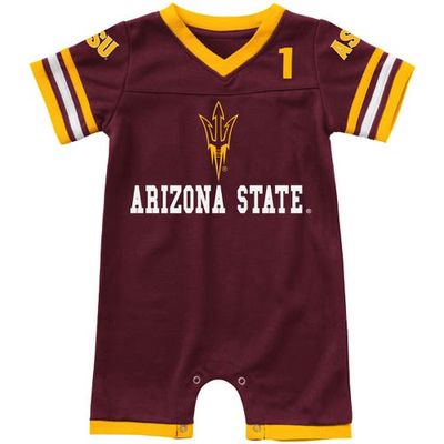 Newborn & Infant Colosseum Maroon Arizona State Sun Devils Bumpo Football Logo Romper
