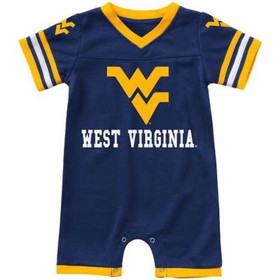 Newborn & Infant Colosseum Navy West Virginia Mountaineers Bumpo Football Logo Romper