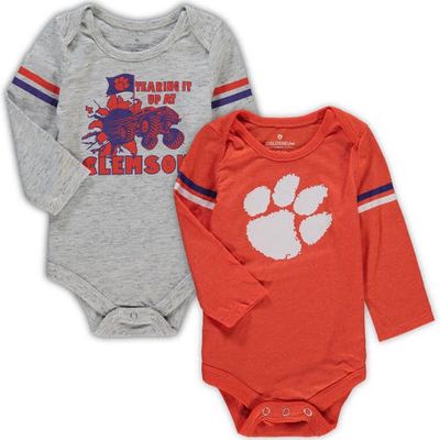 Newborn & Infant Colosseum Orange/Ash Clemson Tigers Em Long Sleeve Two-Pack Bodysuit Set