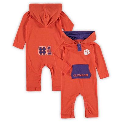 Newborn & Infant Colosseum Orange Clemson Tigers Henry Pocketed Hoodie Romper