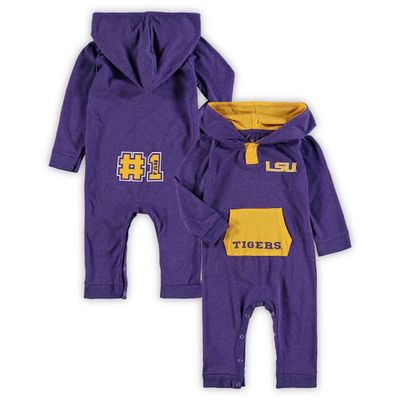 Newborn & Infant Colosseum Purple LSU Tigers Henry Pocketed Hoodie Romper
