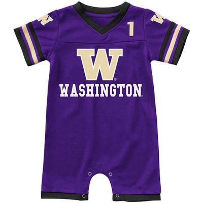 Newborn & Infant Colosseum Purple Washington Huskies Bumpo Football Logo Romper