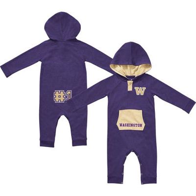 Newborn & Infant Colosseum Purple Washington Huskies Henry Pocketed Raglan Hoodie Romper