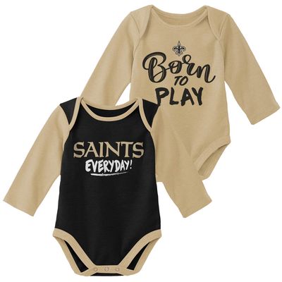 Newborn & Infant Gold/Black New Orleans Saints Little Player Long Sleeve 2-Pack Bodysuit Set