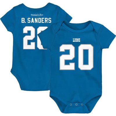 Newborn & Infant Mitchell & Ness Barry Sanders Blue Detroit Lions Retro Name & Number Bodysuit