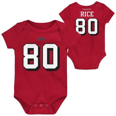 Newborn & Infant Mitchell & Ness Jerry Rice Scarlet San Francisco 49ers Retro Name & Number Bodysuit