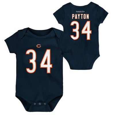 Newborn & Infant Mitchell & Ness Walter Payton Navy Chicago Bears Retro Name & Number Bodysuit