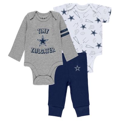 Newborn & Infant WEAR by Erin Andrews White/Navy/White Dallas Cowboys Three-Piece Turn Me Around Bodysuits & Pant Set