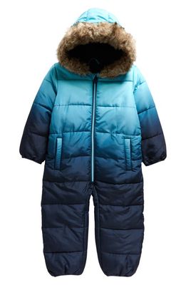 NEXT Kids' Dip Dye Ripstop Snowsuit with Faux Fur Trim in Blue