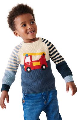 NEXT Kids' Firetruck Cotton Graphic Sweater in Blue