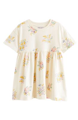 NEXT Kids' Floral Cotton Dress in Natural