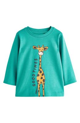 NEXT Kids' Giraffe Long Sleeve Graphic T-Shirt in Teal