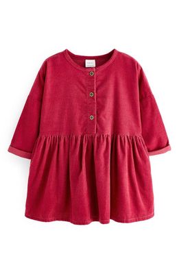 NEXT Kids' Long Sleeve Corduroy Dress in Red