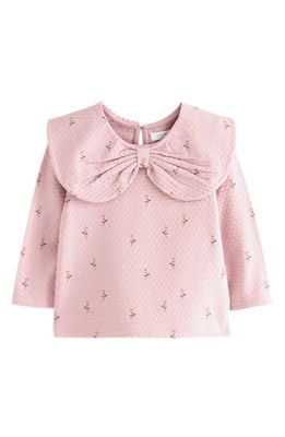 NEXT Kids' Long Sleeve Cotton Platter Collar T-Shirt in Pink