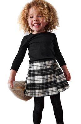 NEXT Kids' Mock Buckle Plaid Kilt with Tights in Black