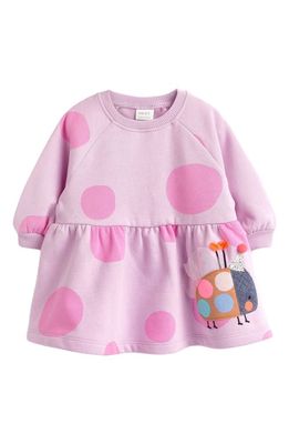 NEXT Kids' Polka Dot Ladybug Sweatshirt Dress in Purple